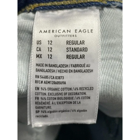 American Eagle Mom Jeans Blue Denim Classic Fit Cotton Womens 12/31 - Picture 9 of 9